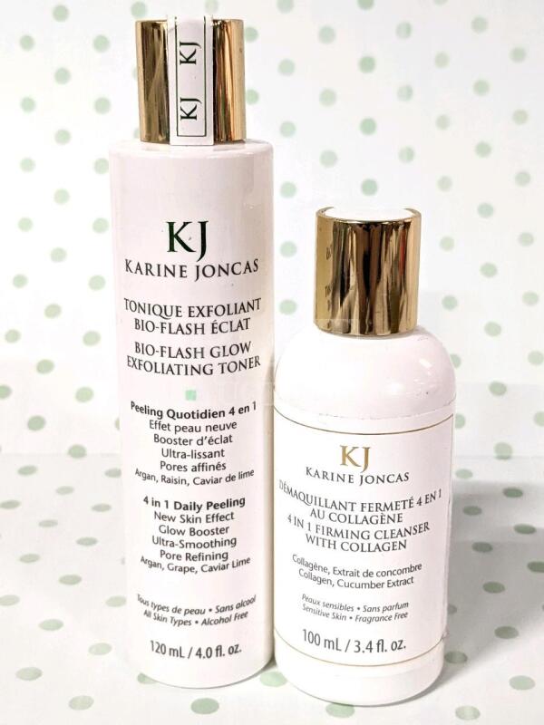 New KARINE JONCAS Bio-Flash Glow Exfoliating Toner (120ml) & 4 in 1 Firming Cleanser with Collagen (100ml)