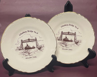 2 Vintage Collectible Plates from Welland Canal Collection 22 K Gold Allanburg Bridge