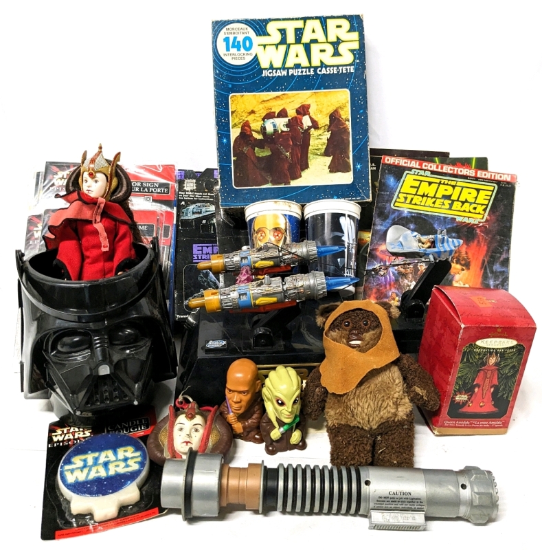 HUGE Vintage STAR WARS Lot: Party Supplies, Toys, Kids Meal Boxes & Cups +++