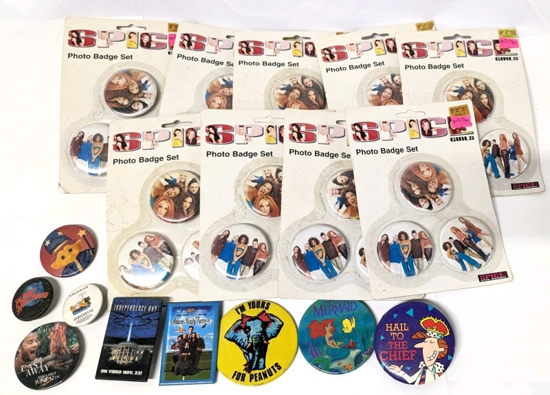 Vintage Pin Back Badges & New Old Stock Spice Girls Buttons