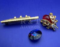 Jelly Belly Ladybug Brooch Swarovski Rivoli 18mm Heliotrope Ocean Liner