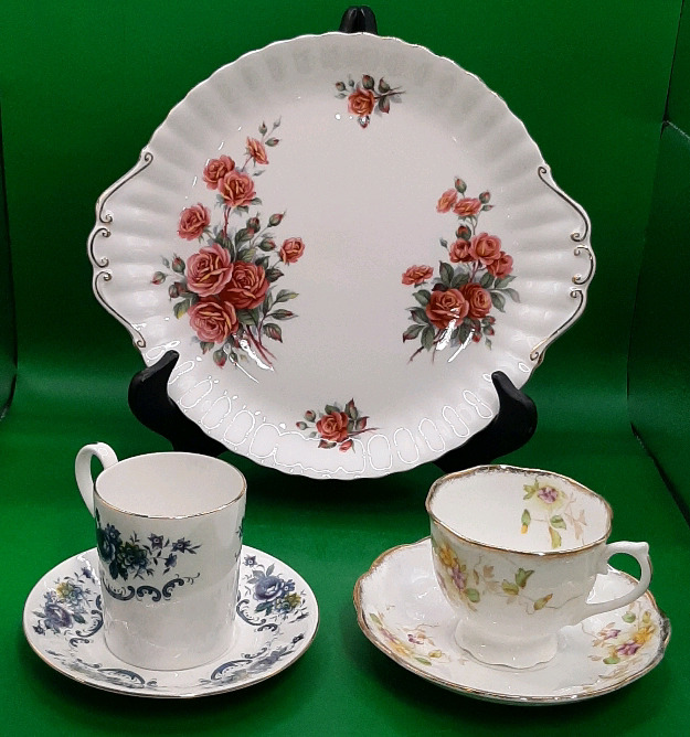 Vintage Royal Albert Cake Plate and Two Royal Albert Tea Cups