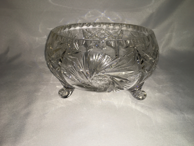 Cut Crystal Pinwheel Footed Bowl