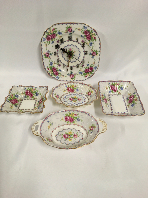 Royal Albert Petit Point Candy Dish Clock Lot