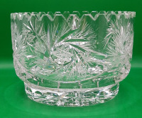 Vintage Pinwheel Star of David Cut Glass Pedestal Bowl