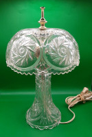 Vintage Pinwheel Pressed Glass Lamp with a Raised Hob Star.