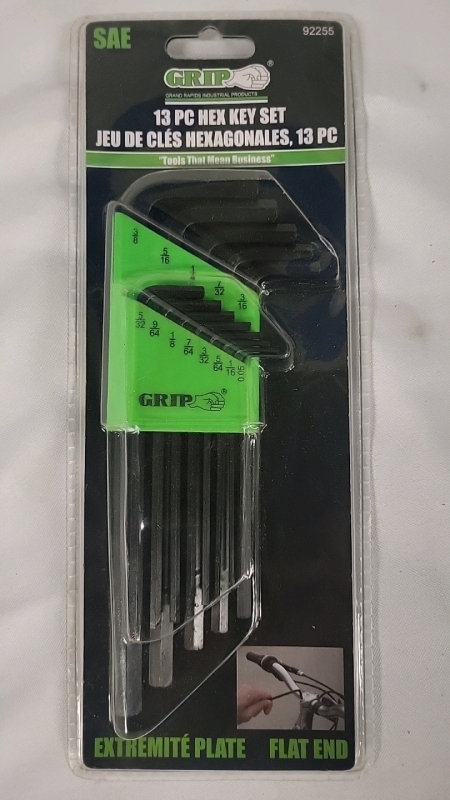 New SAE Grip 13 PC Hex Key Set - 92255