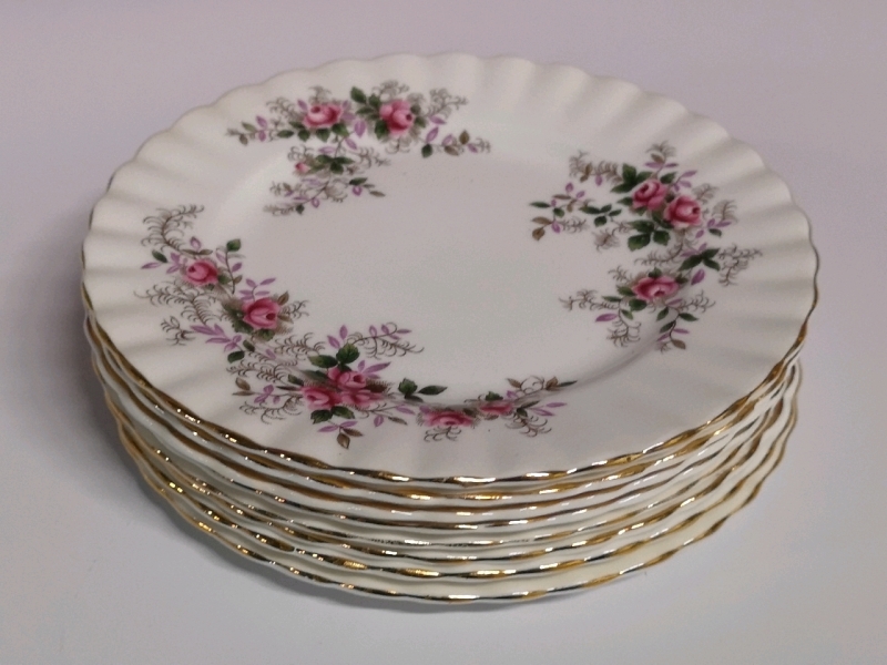 8 Vintage Royal Albert Plates - Lavender Rose Pattern