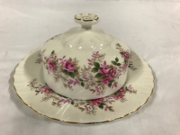 Vintage Royal Albert Lavender Rose Round Covered Butter Dish6 inches wide