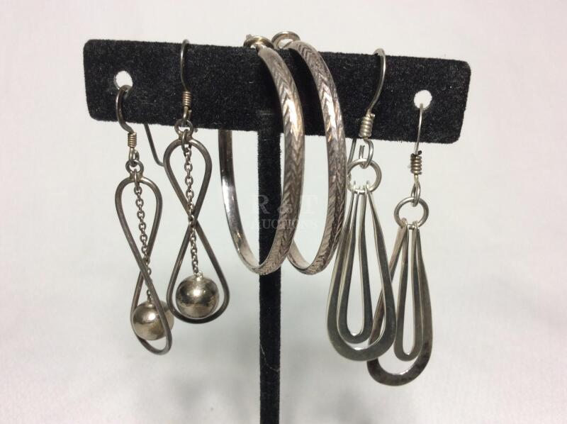 3 prs Sterling Silver Earrings