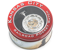 Kansas City Railroad Pocket Watch in Tin Case Inspired Jesse James