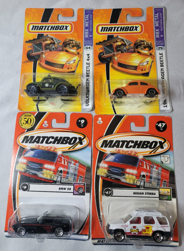 Matchbox Diecast Cars Sealed in Package . Four (4) Cars