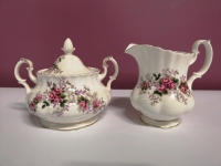 Vintage Royal Albert Creamer and Sugar - Lavender Rose Pattern