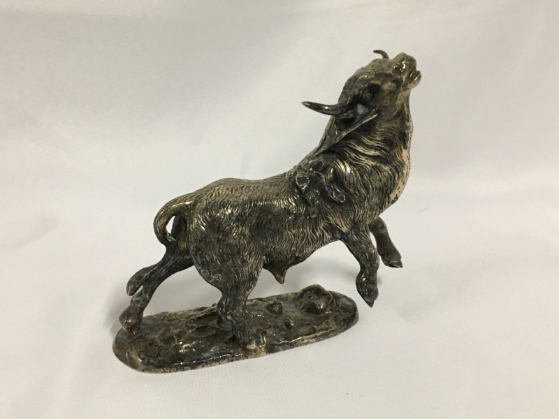 Signed Alpaca Metal Bull Statue