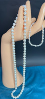 Knotted White Pearl Necklace & Bracelet 925 Clasp