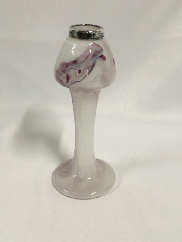 Art Glass Silver Rimmed Vase