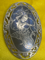 Large Siam Sterling Oval Brooch