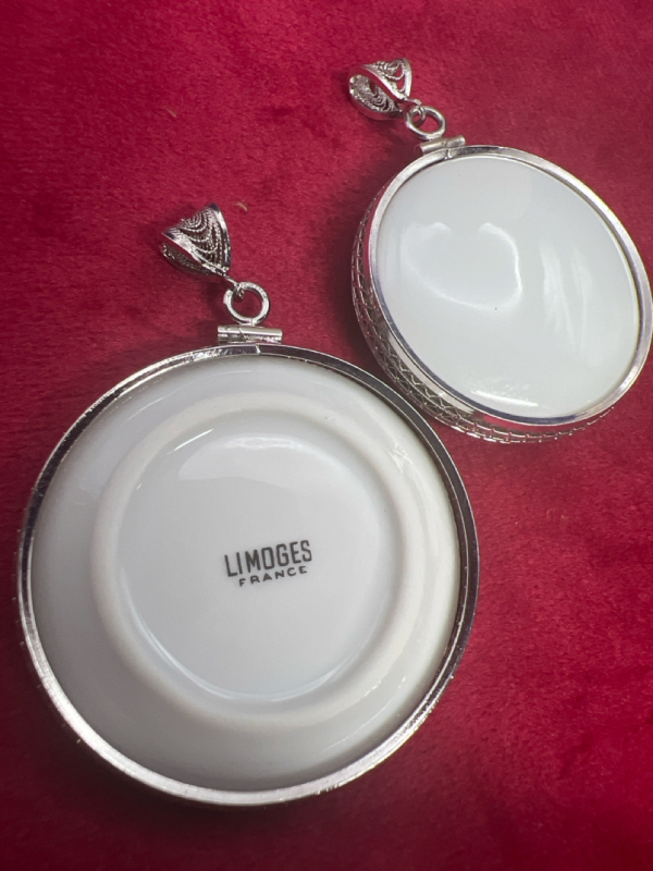 Two LIMOGES France Pendants One signed