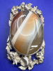 Antique Silver Agate large Brooch