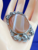 Antique Silver Agate large Brooch - 4