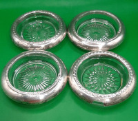 Vintage Sterling and Glass Coasters. As Found