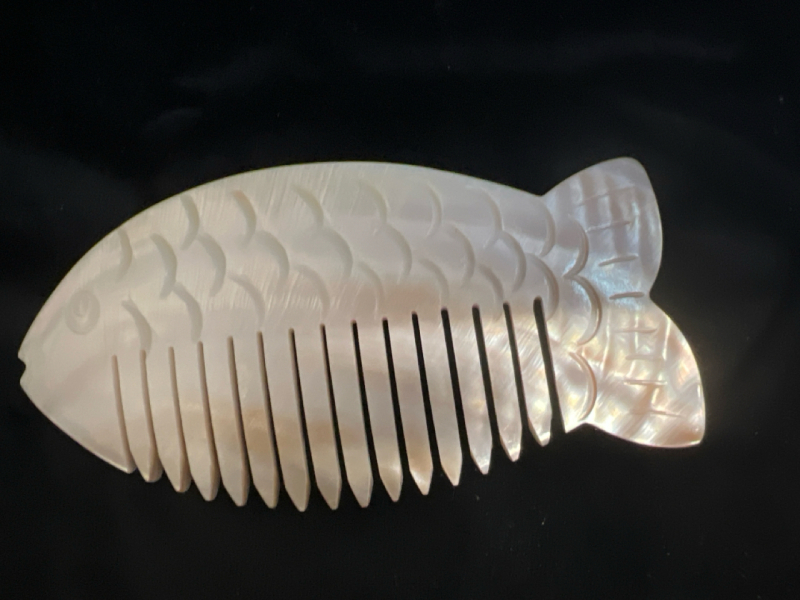 Fish Shaped Hair Comb Made from Shell