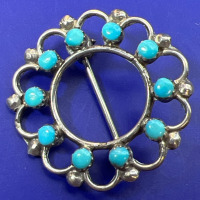 Antique Sterling Turquoise Brooch