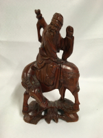 Hand Carved Wood Japanese Archer on Horse