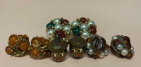 Vintage Brown and Amber colors clip on and screw back earrings