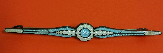 John Aithen & Sons STERLING Enamel brooch