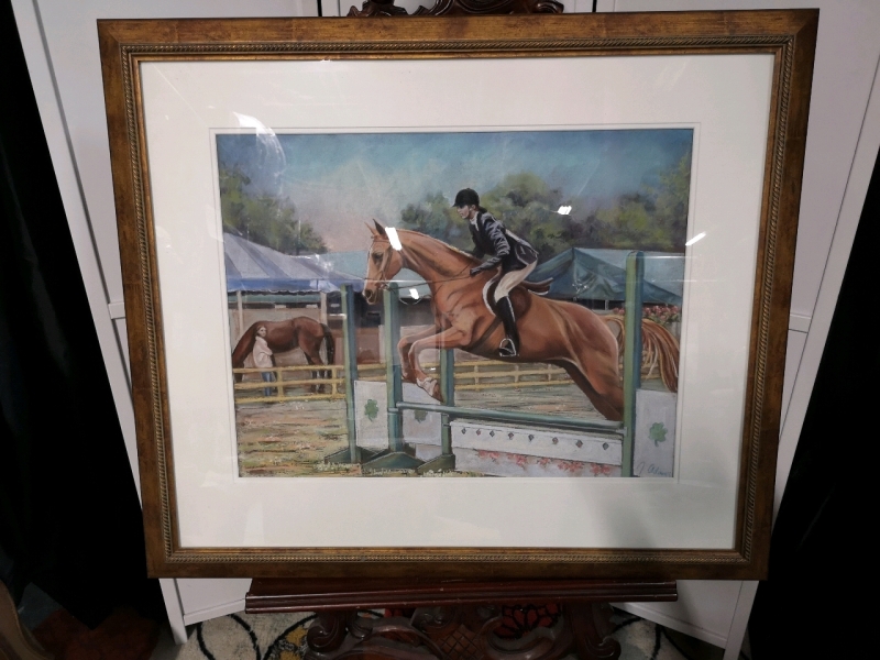 Artist signed Pastel Framed - Dressage Scene