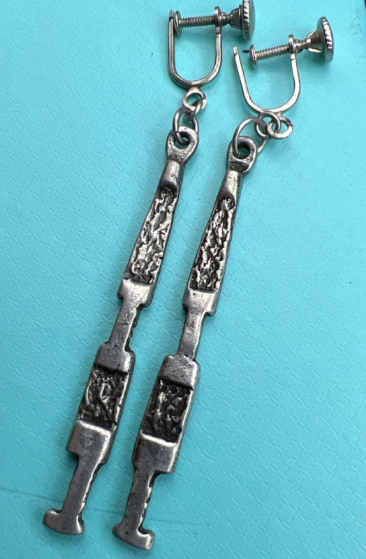 Mid Century Modern Brutalist Pewter Earrings