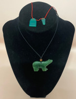 Jade and glass pendant lot