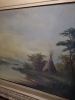 Antique Victorian Oil on Canvas of Native Encampent - unsigned - 4
