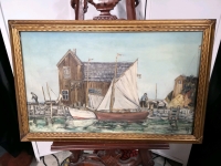 Vintage Oil on Canvas - Sail Boats