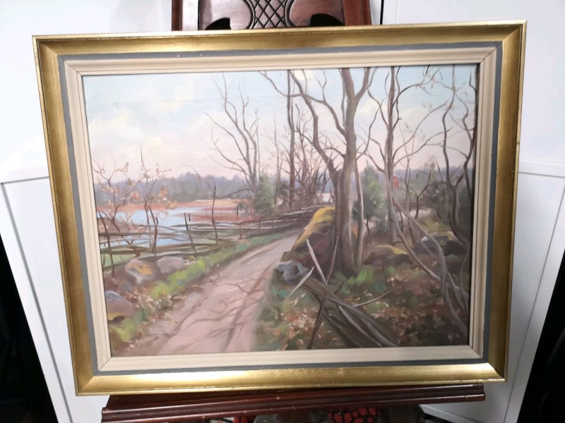 Vintage Oil on Canvas Rural Scene - Signed