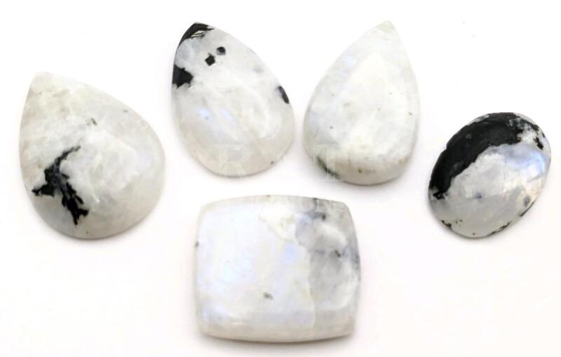 5 WHITE LABRADORITE Polished Cabochons Energy Crystals.