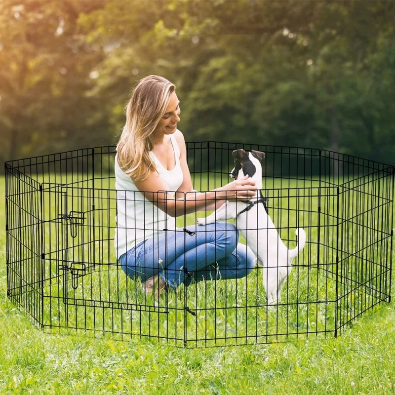 Puppy Pet Playpen 8 Panel 24" Metal Portable for Indoor or Outdoor