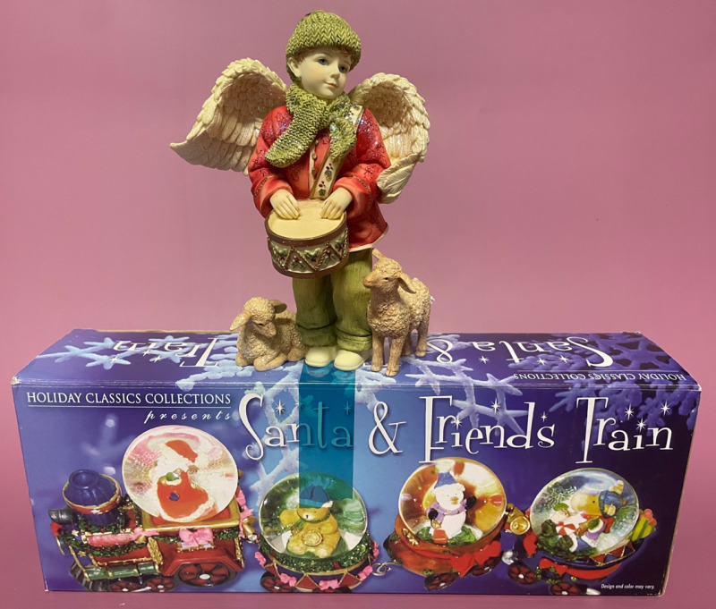 Christmas figurine and train decor