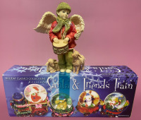 Christmas figurine and train decor