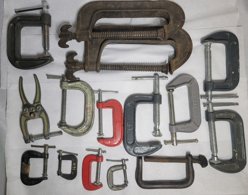 15 C-Clamps , Various Sizes & Various Size Throat Depth - Pre-owned