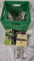Lot of Fasteners , Clips & Brackets + Milk Crate
