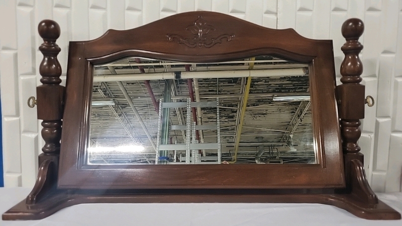 Wood Framed Mirror For Dresser or Desk Top