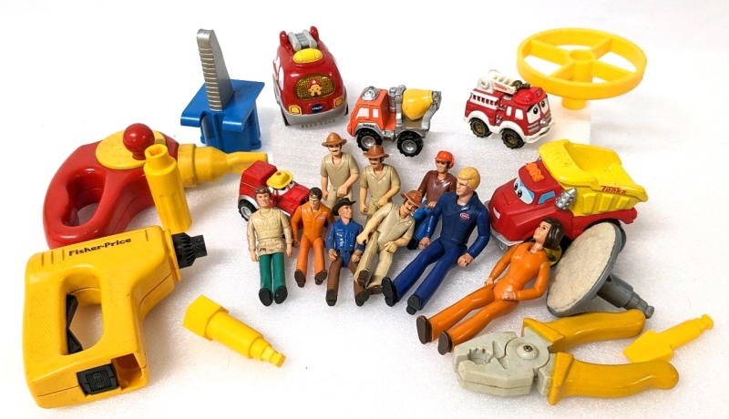 Vintage to Newer TONKA Toy Vehicles and Figures + FISHER-PRICE Tools