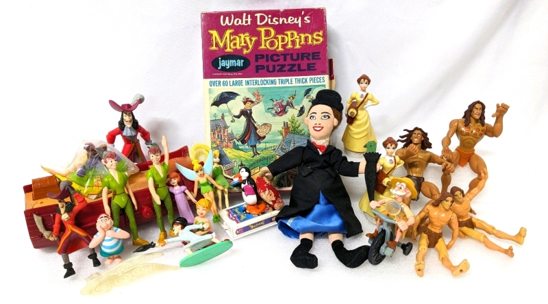 Vintage to Newer Disney Peter Pan (& Hook) Marry Poppins & Tarzan Toys