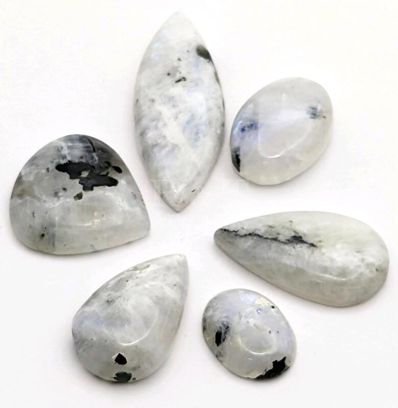 5 WHITE LABRADORITE Polished Cabochons Energy Crystals.