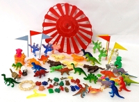 Vintage Circus Cake Toppers, Plastic Dinosaurs & Tiny Gumball Machine Charms