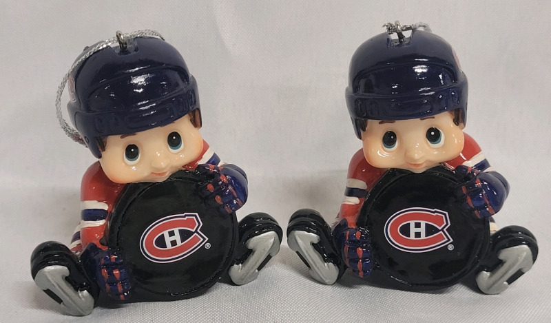 Montreal Canadians Christmas Tree Ornaments , Pair . Each measures 2 3/4" tall