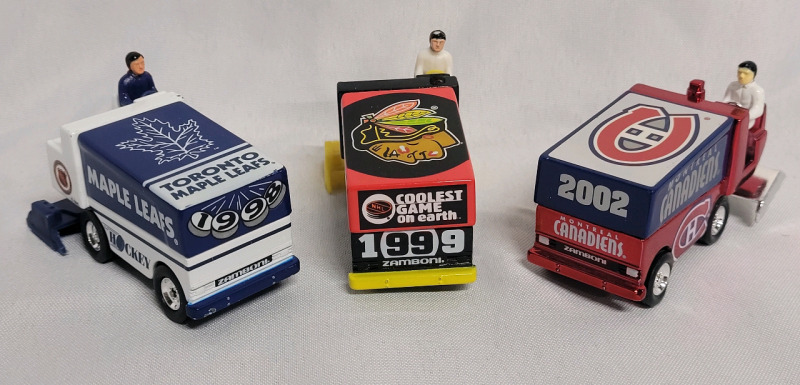 NHL Hockey Toronto , Montreal & Chicago Zamboni Diecast Cars . Three (3) Diecast Cars