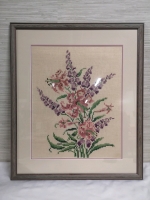 Vintage Framed Stitch Art - Floral